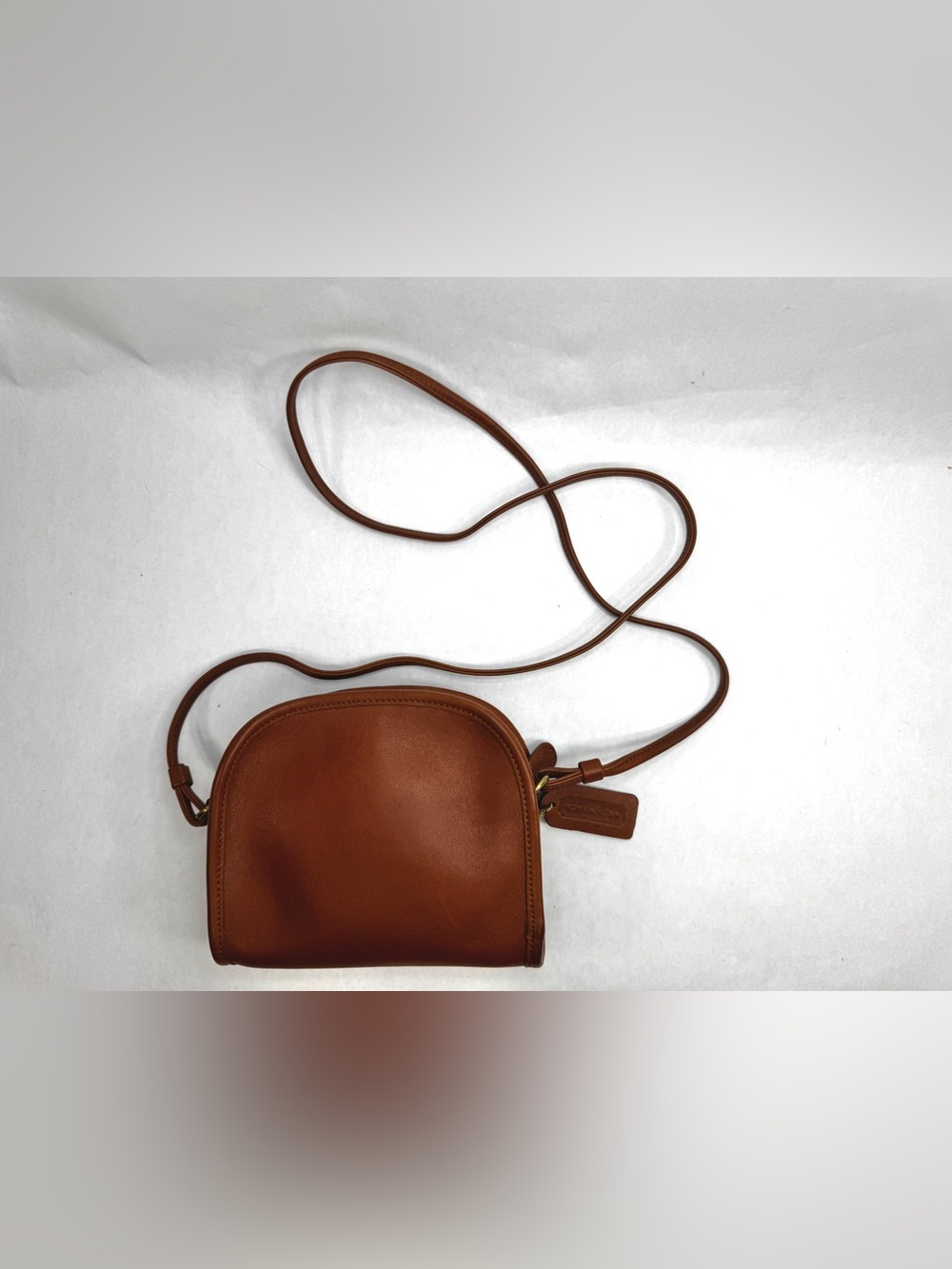 Vintage Coach Abbie 9017 British Tan Leather Crossbody Bag Made In Turkey